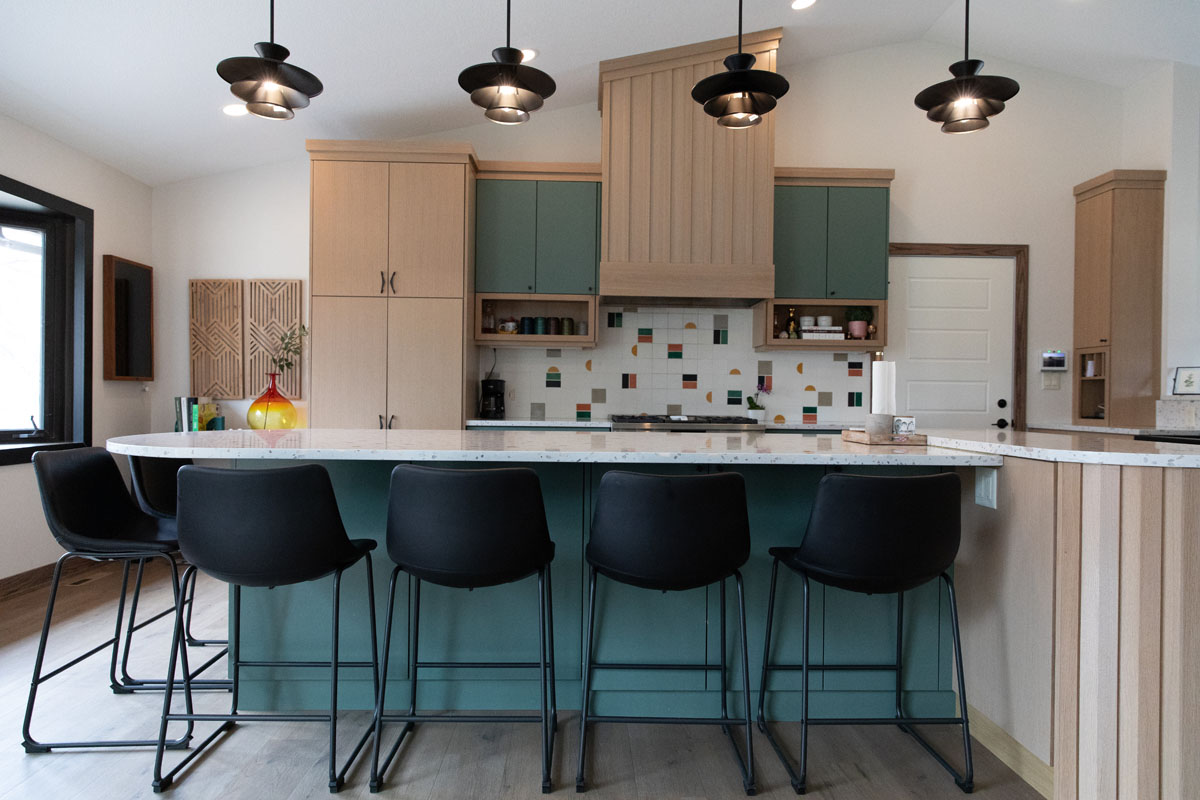 Sage green custom kitchen island